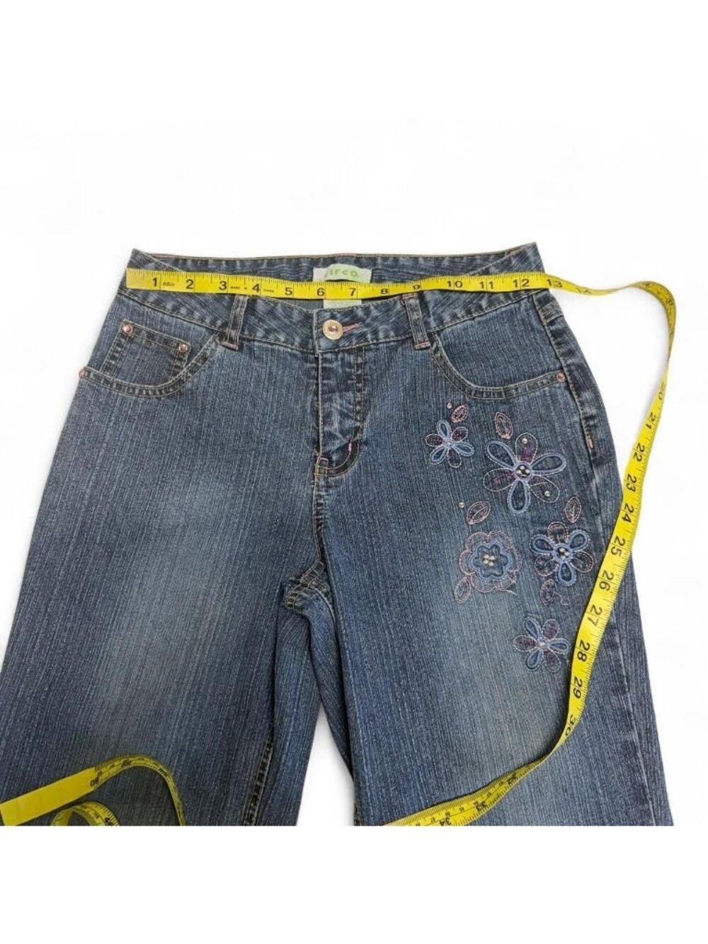 Vintage Y2K Circo Floral Embroidered Cropped Jeans Capris Youth Girls 10/12 - Picture 5 of 7
